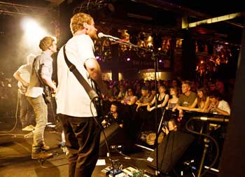 Figurines rock out in front of an eager Swiss crowd.