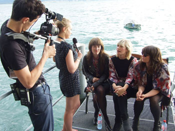 Giana Factory by the Lake Geneva being interviewed by the Montreux Festival TV crew